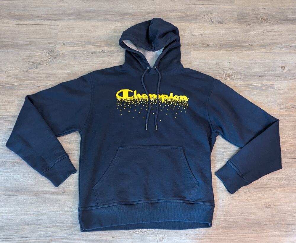 BACK TO SCHOOL Mint Condition Mens CHAMPION Blue Hoodie Sweatshirt ~ Medium